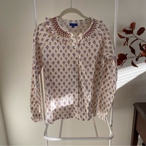 Maison Me Women's Joann Collared Blouse, Cream & Lavender Disty Floral